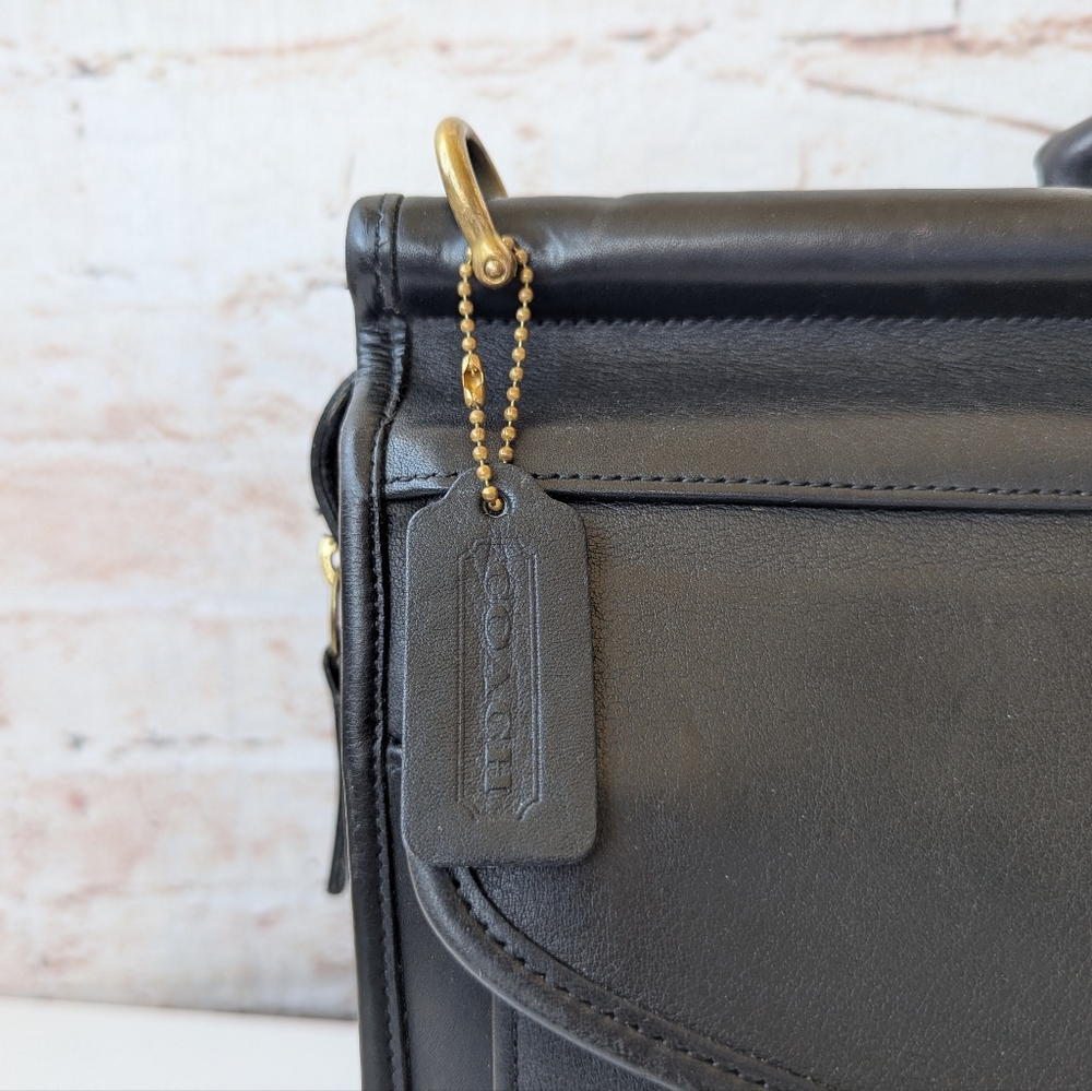 Coach  Vintage Lenox Black Leather Briefcase with Gold Accents - Picture 5 of 16